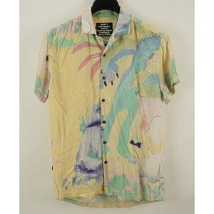 Misfits Mad Minds Pastel Abstract Art Camp Shirt Men's Small Short Sleeve Loop